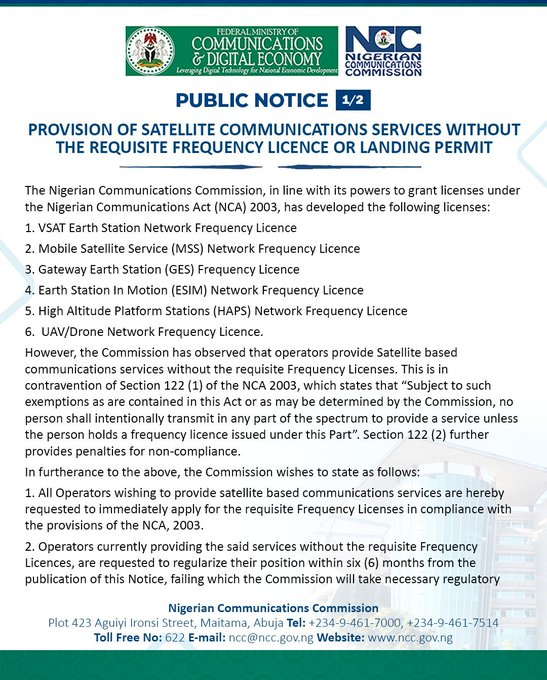 Only Licensed Satellite-Based Communications Service Providers 