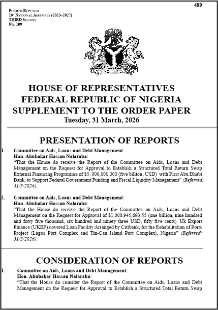 House of Representatives Federal Republic of Nigeria Supplement to the ...