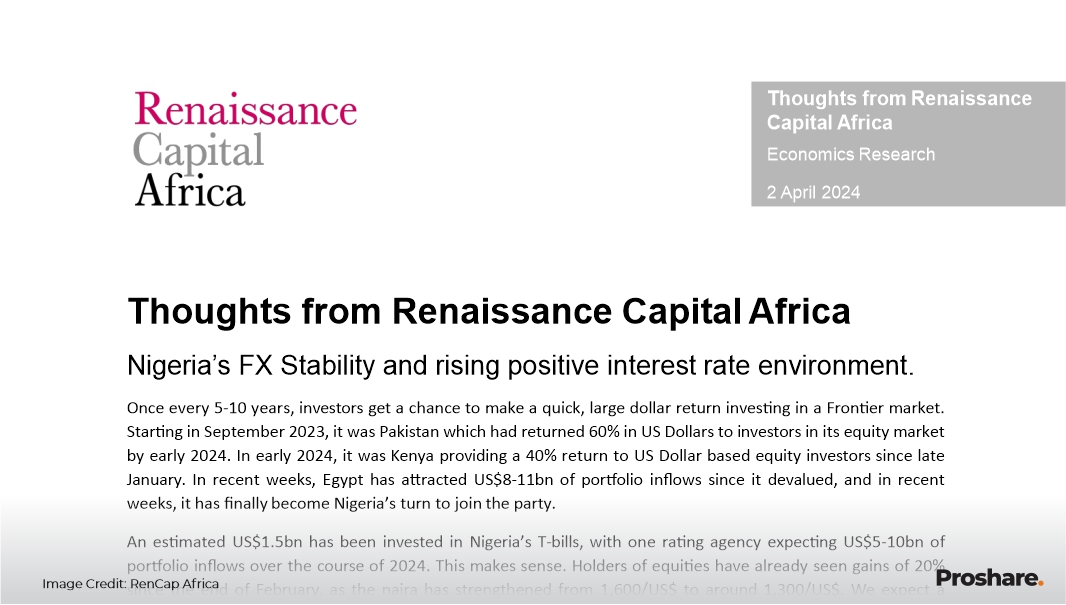Thoughts from RenCap - Nigeria’s FX Stability and rising positive ...